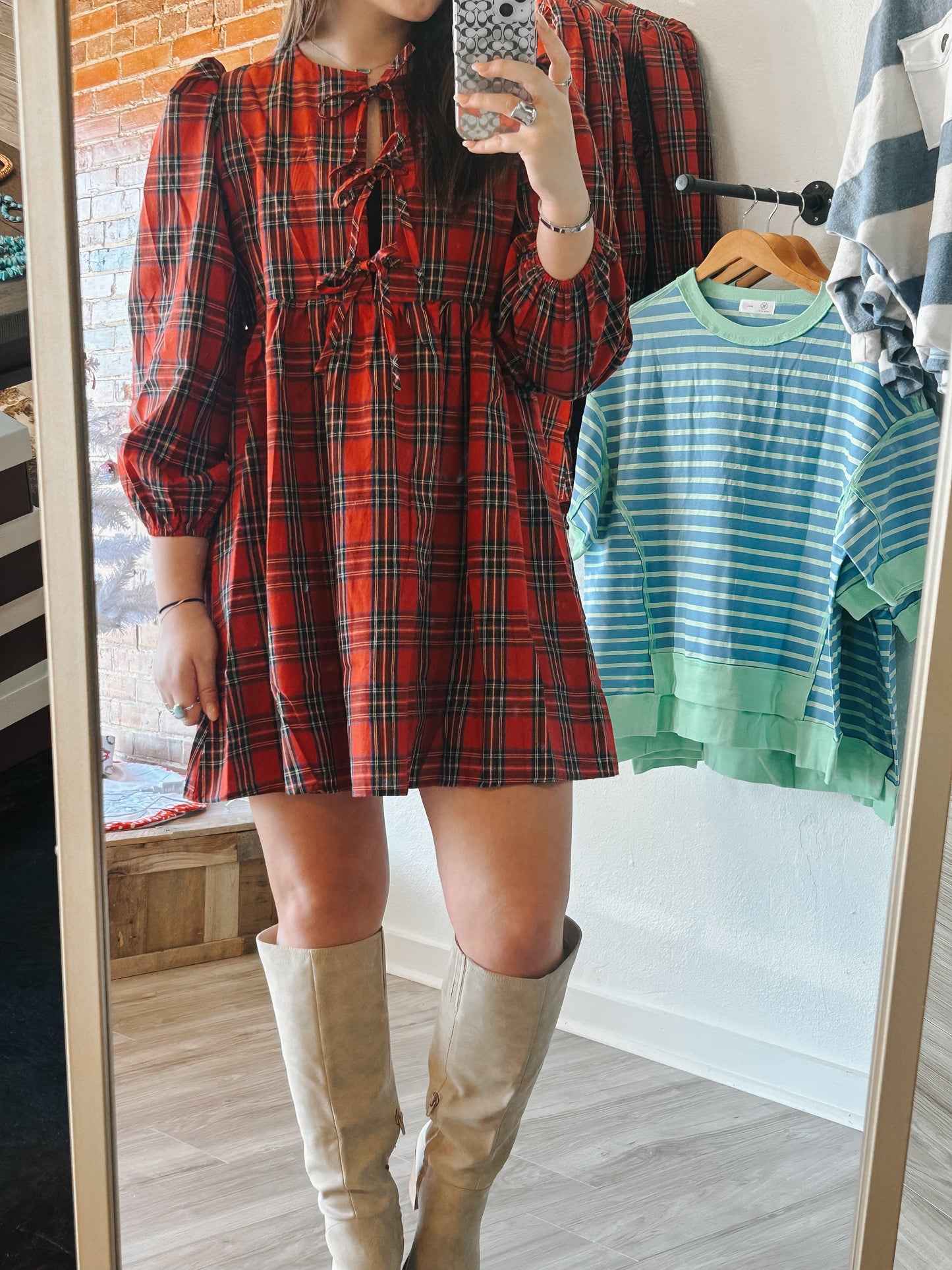 Christmas Plaid Bow Dress