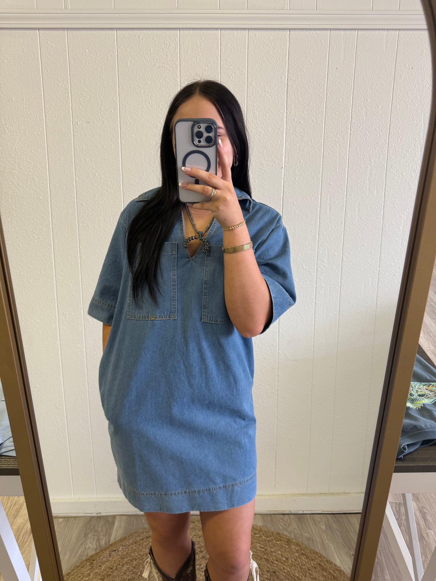 denim pocket dress