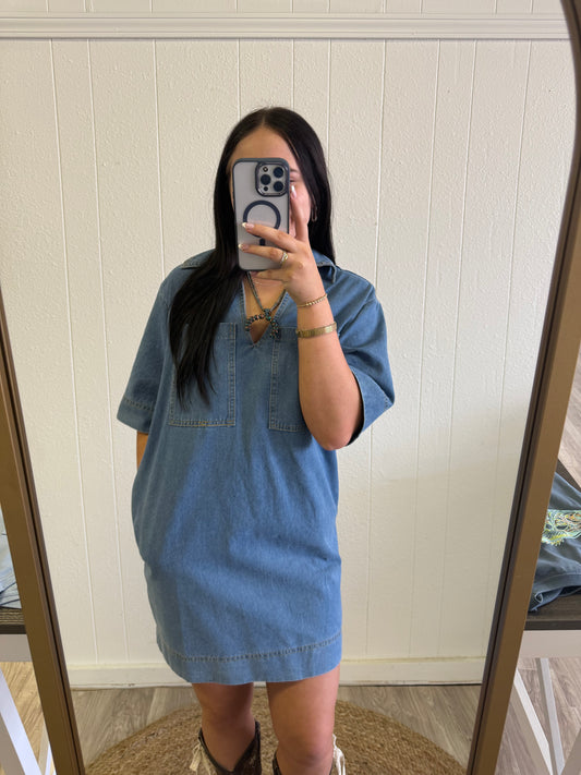 denim pocket dress